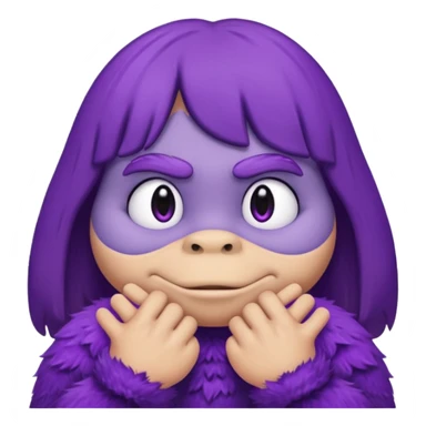 Grimace face, half frown with a side eye and hands clasped together sticker