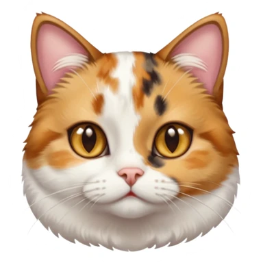 torbie and white cat with small head, hazel eyes, and short but chubby body sticker