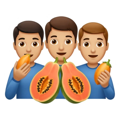 3 hombres comiendo papaya partida en 2 partes sticker