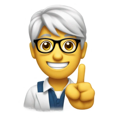 Nerd emoticon with index finger pointing up sticker
