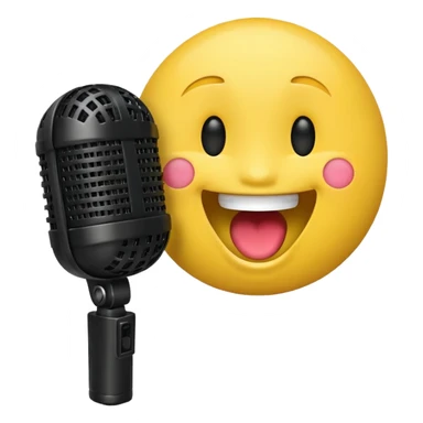 laughing face emoji next to a mic sticker