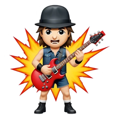 Cinematic Realistic AC/DC Pop Culture Emoji, showcasing an electrifying portrayal inspired by the legendary rock band rendered with vivid textures and energetic lighting. sticker