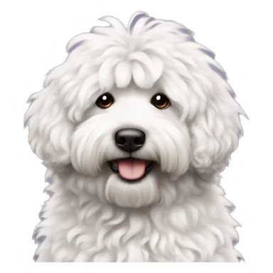 fluffy with slightly curly hair medium size bernadoodle with no brown with black and white mainly black  sticker
