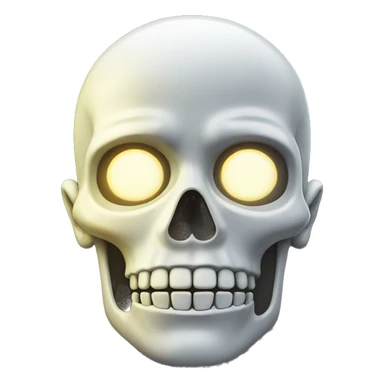 the front-facing head of a person with a glowing skull sticker