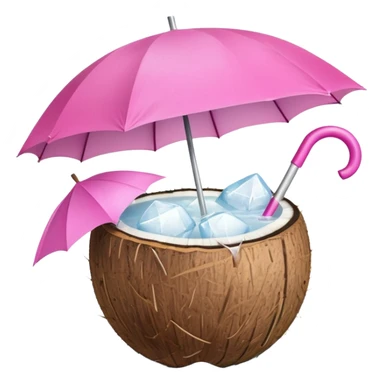 coconut drink with pink umbrella sticker