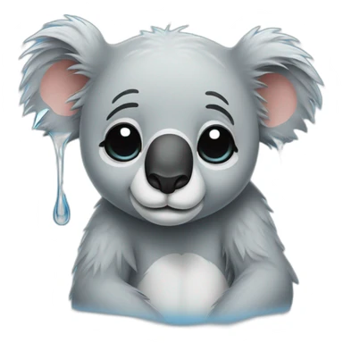 Koala soaking wet with tears of grief sticker