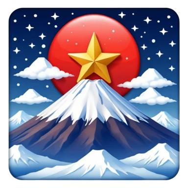 Mount Fuji with red color and a star on top sticker