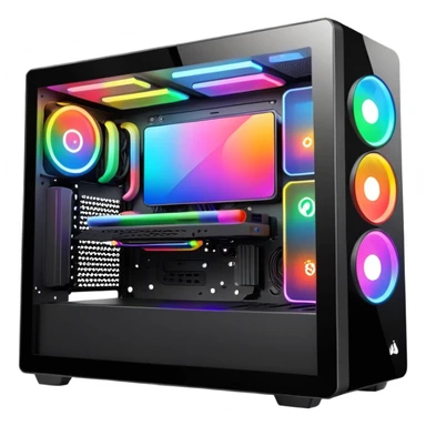 a black gaming pc with rgb lights  sticker