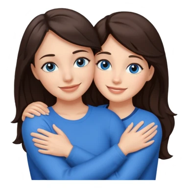 Brunet z ciemnymi oczami przytulający się do brunetki z niebieskimi oczami sticker