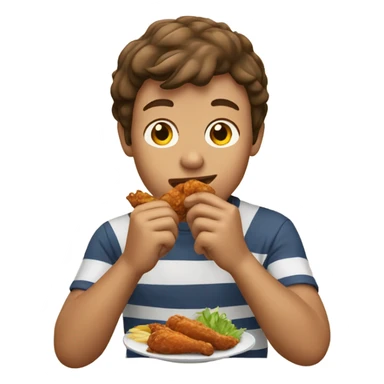 Brown haired surfer boy eating chicken wings sticker