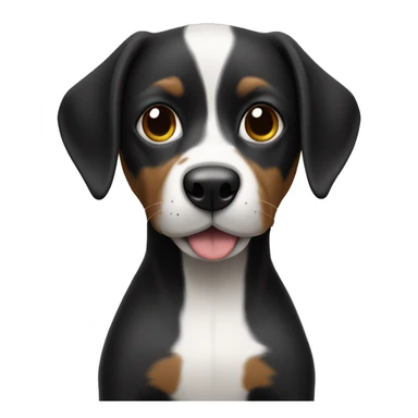 Perro pequines negro con pecho blablanco y un pedazito de lengua afuera sticker