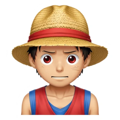 Monkey D. Luffy with straw hat, red vest, blue shorts, scar under eye sticker