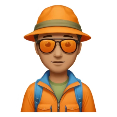 Man + orange tent,Mountain Campers. sticker