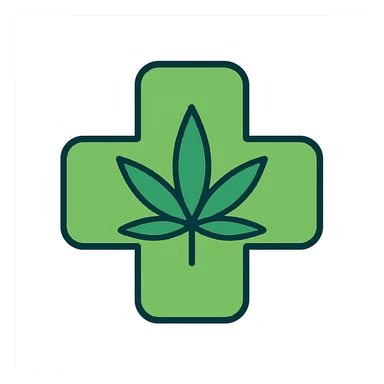 bold green cross with rounded edges, cannabis theme sticker