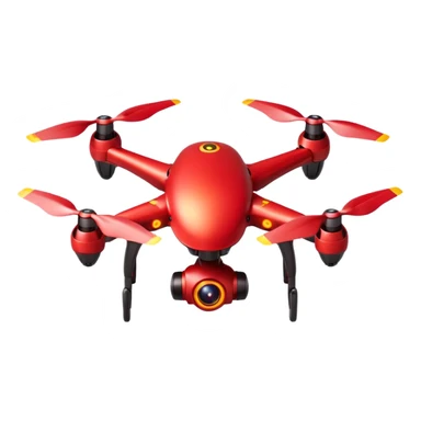 red drone with 4 wings with yellow light around the body ,dark red circles in the body with sharp edges in the body sticker