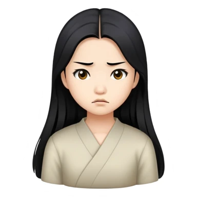Asian girl with long black hair annoyed sticker