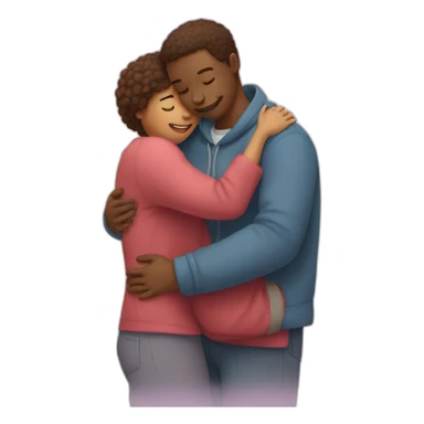 Human hug to heart sticker