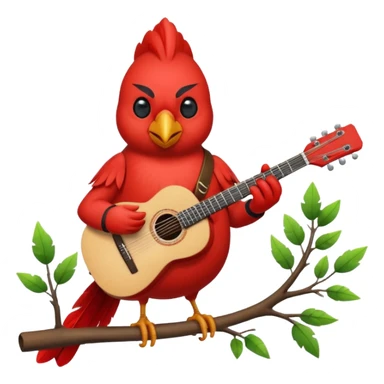 Cardinal bird with a guitar sticker