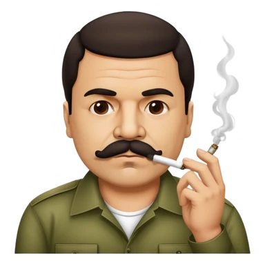 El Chapo Guzman with distinctive mustache smoking a marijuana joint sticker