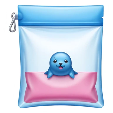 ziplock bag with blue and pink seal, empty sticker
