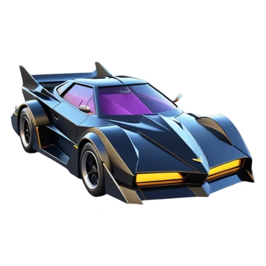  the animated series Batgirl’s aerodynamic opulent dark knight  futuristic concept loosely based on Toyota 1986 AE86 (flat long straight faceted mechanical body) winged stealthy street hot rod  sticker
