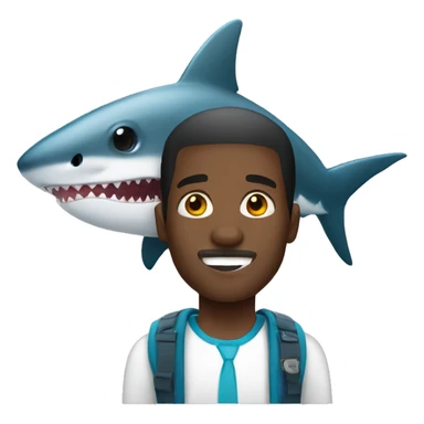 black man with shark sticker