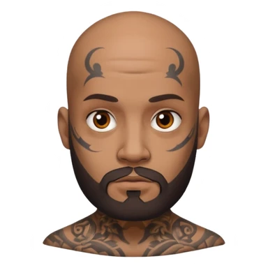 bald bearded man with face tattoo sticker