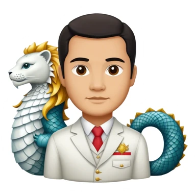 me gustaria que fusionaras el rostro de Cruz Gabaldon con la imagen del merlion de singapur sticker