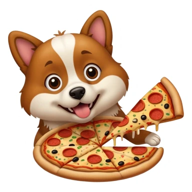 dog eating pizza sticker