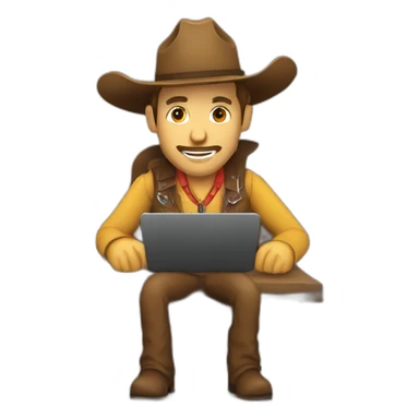 cowboy web designer with laptop sticker