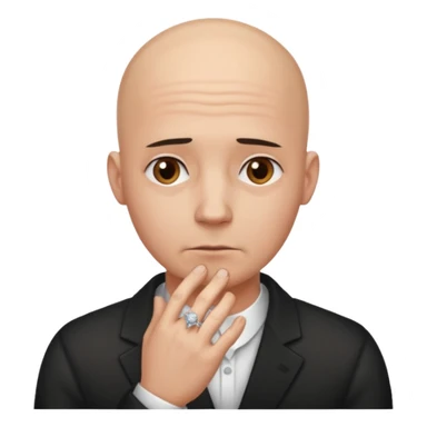 Bald headed man with engagement right sad crying  sticker