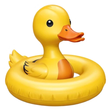 swimming ring wich has a duck head sticker