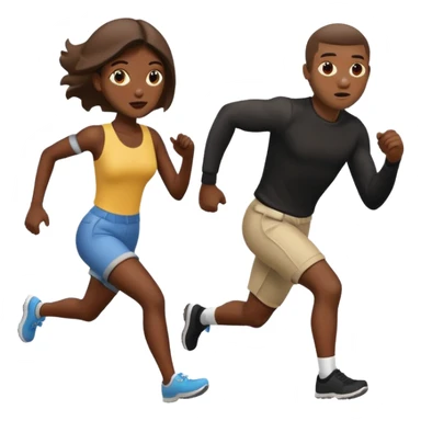 A black robber with girl over shoulder while running as a emoji sticker