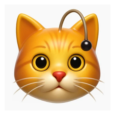 Make a cat face emoji that looks exactly like the reference image, in iOS emoji style. 3D, shiny, smooth gradients, soft shadows, realistic cat face, classic emoji look. Add a glossy effect to the fur. sticker