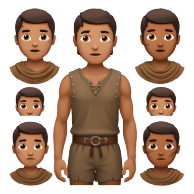 create an emoji set of a man from bronze age doing different emotions sticker