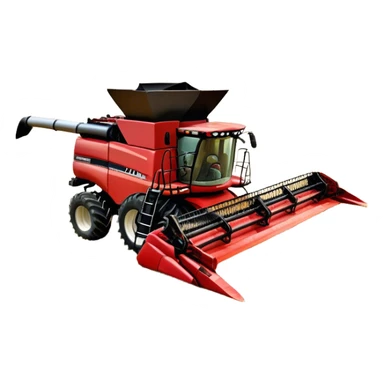 Case IH Axial-Flow 8250 (2022) – Cinematic-realistic Case IH Axial-Flow 8250 harvester, its deep red body towering over endless wheat fields. The massive cutting header slices through golden crops, sending a steady stream of grain into the bin as dust and chaff swirl in the afternoon sun. sticker