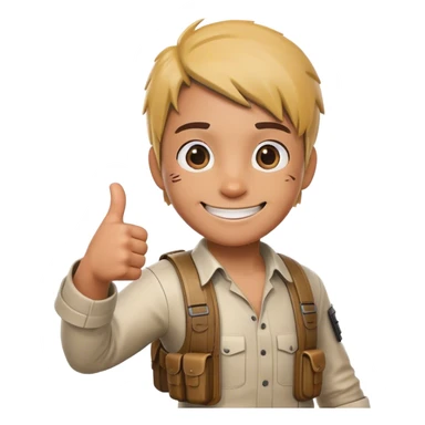 cartoon PUBG character giving thumbs up and weird smiles sticker