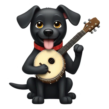 Black dog playing banjo sticker