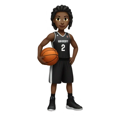 A white-skinned brunette basketball player in a black full-length uniform sticker