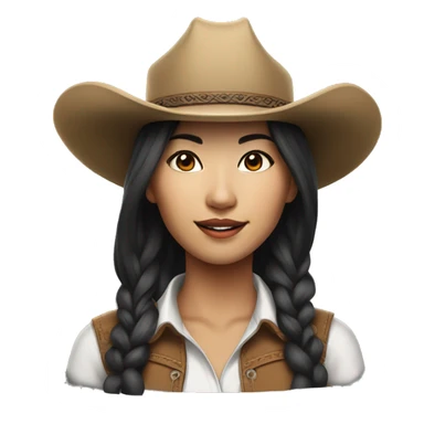 realistic portrait of very beautiful Asian cowgirl sticker