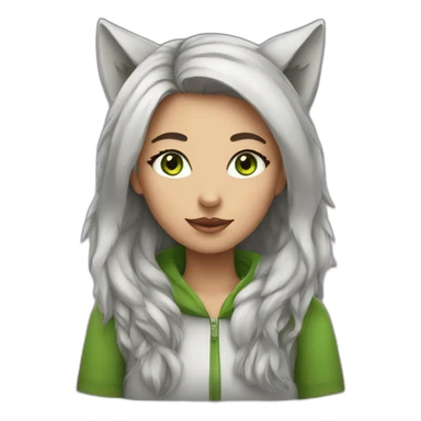 girl with wolf ears and green eyes sticker