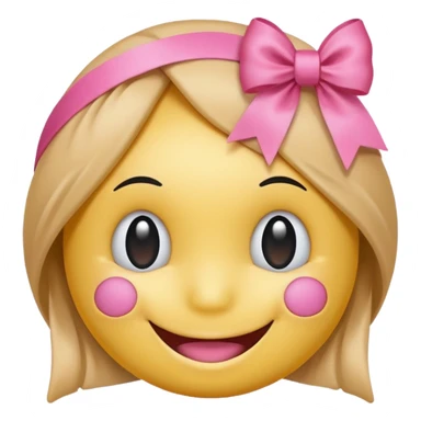 A smiley getting shy and a pookie ribben on his head this smiley 😁 sticker