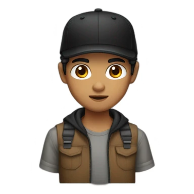 mixed race boy dark hair black cap angry sticker