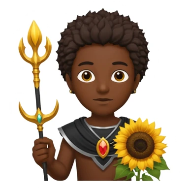 black god with sunflower, scepter, trident sticker