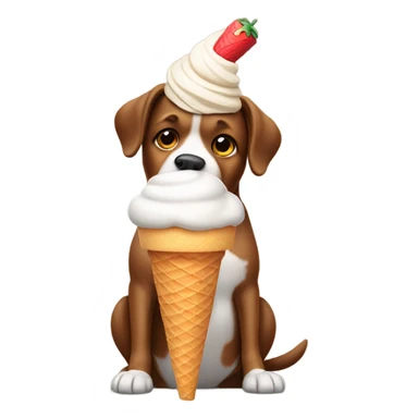 Dog with a icecream cone on its head sticker