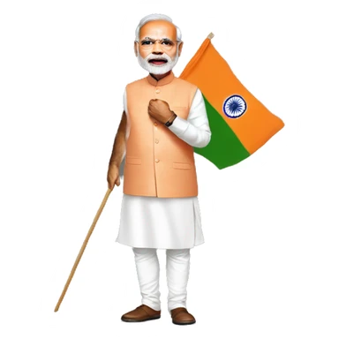 Narendra modi with BJP flag in hand sticker