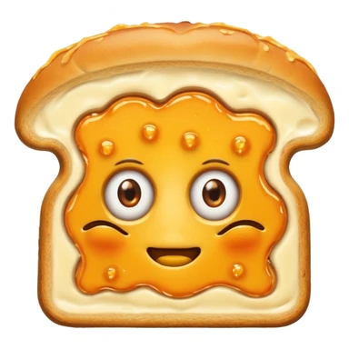 a toastie with melted cheese on the rim and an orange hat and two eyes in left  sticker