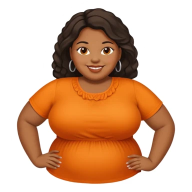 overweight black woman with organge blouse sticker