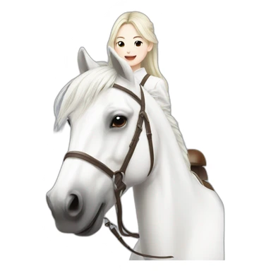 white horse riding japanese cute girl sticker