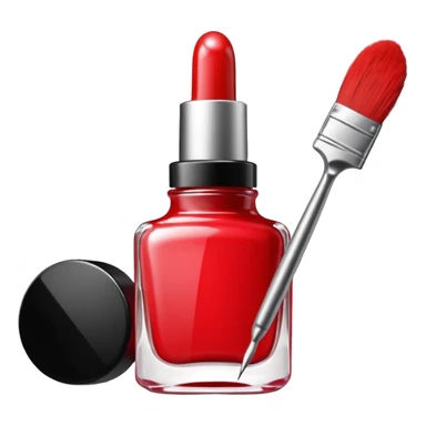 open nail polish bottle with brush inside sticker